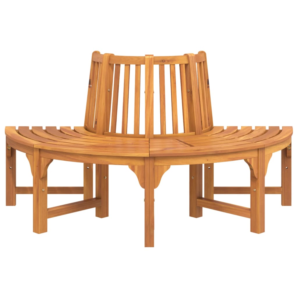 Panca ad Albero Semicircolare Ø160 cm Legno Massello di Eucalipto