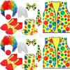 Colorful Clown Polka Dot Costume Set with Nose, Hat, Wig, Bow Tie, and Magic Props.