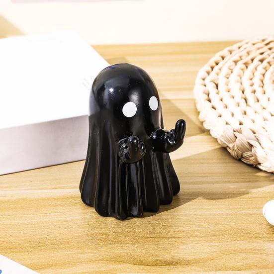 Ghost Phone Holder Cute Small Middle Finger Ghost Figurine Phone Stand Halloween Tabletop Pen Holder for Home Office Desktop Decoration