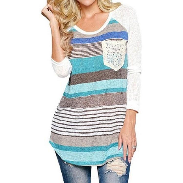 Womens Casual Cotton T Shirt Loose Fit Fashion Shirt Long Sleeve Top For Daily Wear