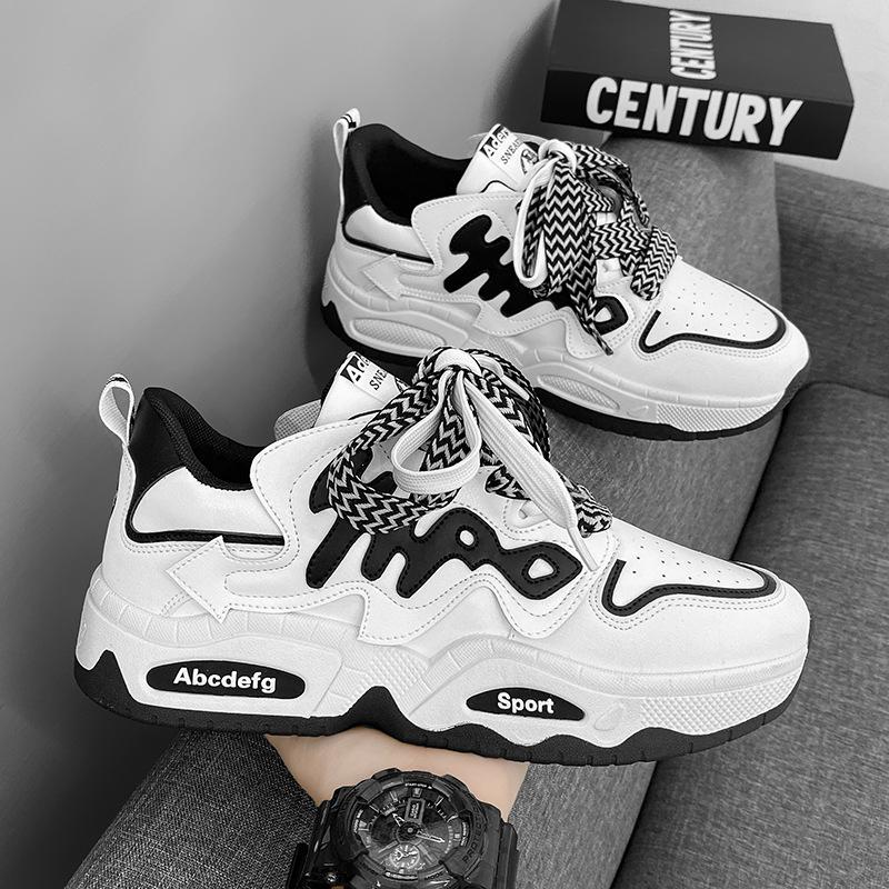 Autumn new student running sports leisure thick-soled heightening little white dad trendy shoes