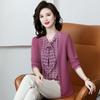 Mom's Elegant Fake Two-Piece Long-Sleeve Top for Middle-Aged Women