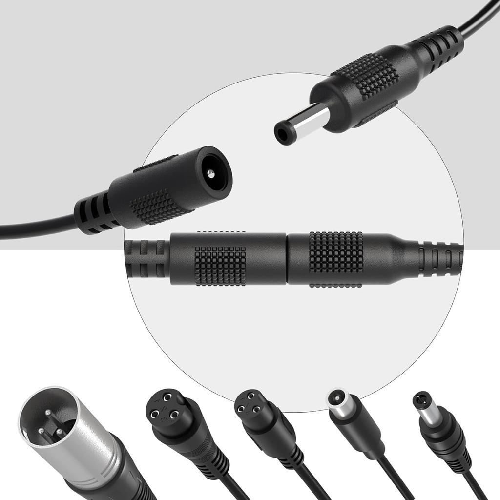 42V 2A Battery Charger Universal 5 Plugs Power Supply Adapter For 36V Lithium Battery, DC Plug With 8Mm 3 Prong /12Mm 3 Prong /8Mm RCA/3-Pin Male XLR