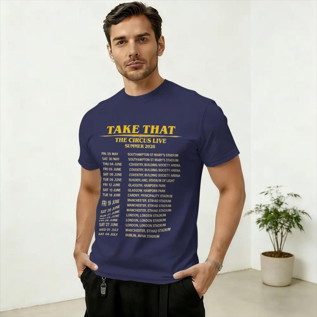 Take That The Circus Live 2026 Unisexs T Shirt Vintage Tee Shirt Short Sleeve Round Collar TShirt Cotton Graphic Clothes