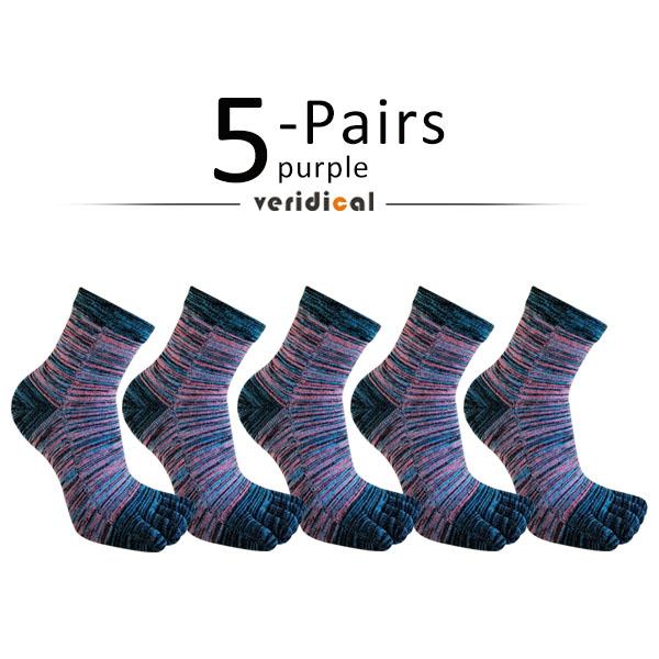 1/5 Pairs Colorful 5 Finger Socks Business Man Cotton Striped Young Casual Sweat-Absorbing Happy Party Dress Toe Short Socks
