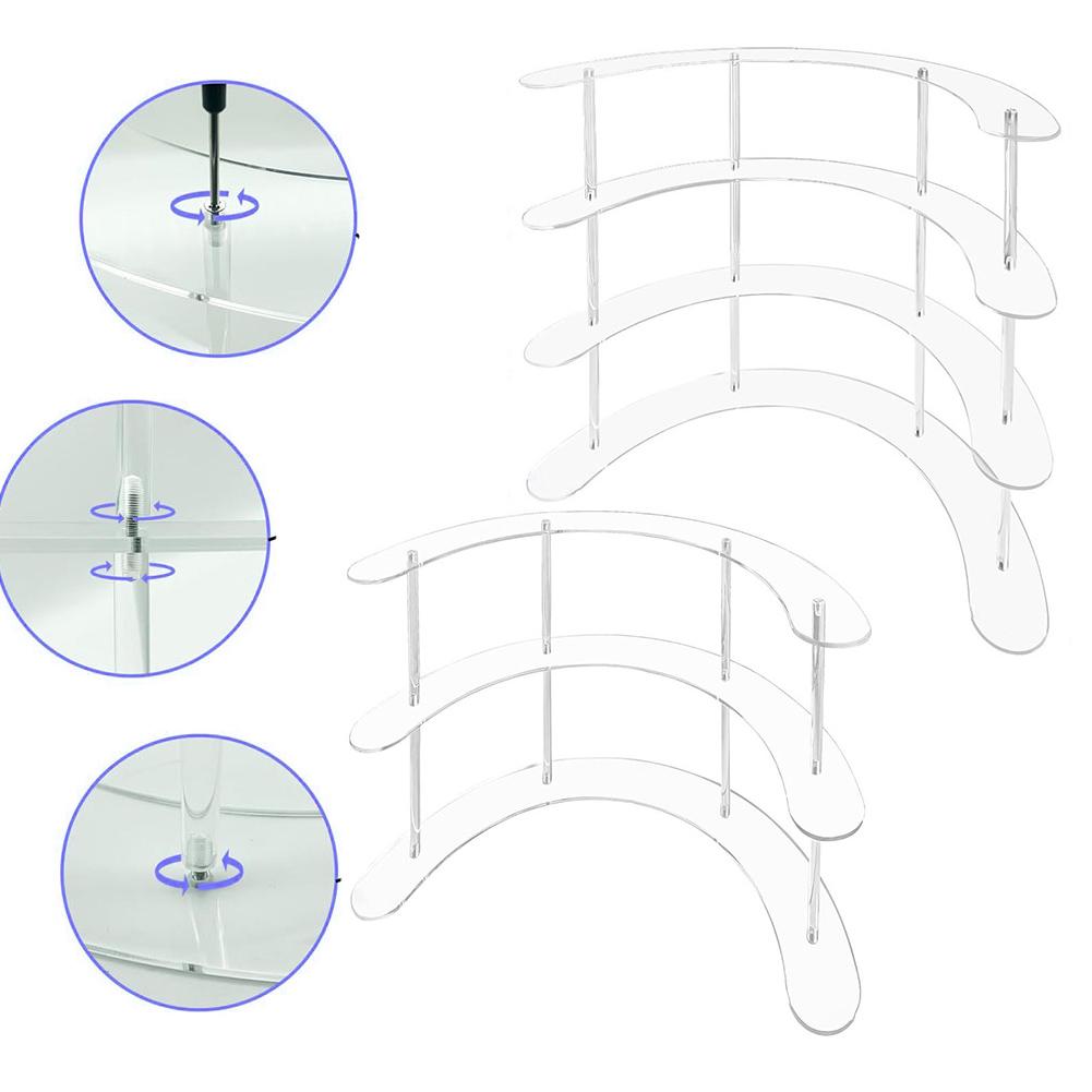 Clear Acrylic Curved Display Stand Shelf for Collectibles Figures and Toys Available In 3 Tier and 4 Tier Sizes