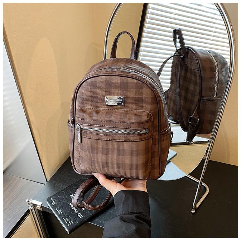 Plaid Retro Backpack Women's Fashion Large-capacity Leisure Student Schoolbag High Value Lightweight Travel Backpack