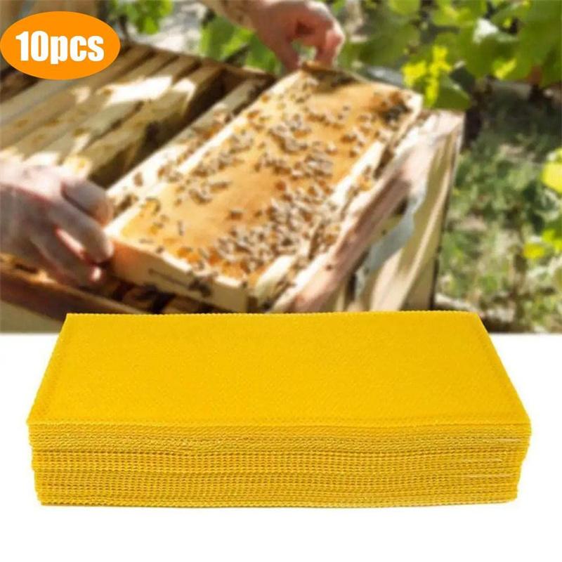 10pcs Bee Wax Foundation Bee Hive Wax Frames Base Sheets Bee Comb Honey Frame Beeswax Sheets Beekeeper Equipment