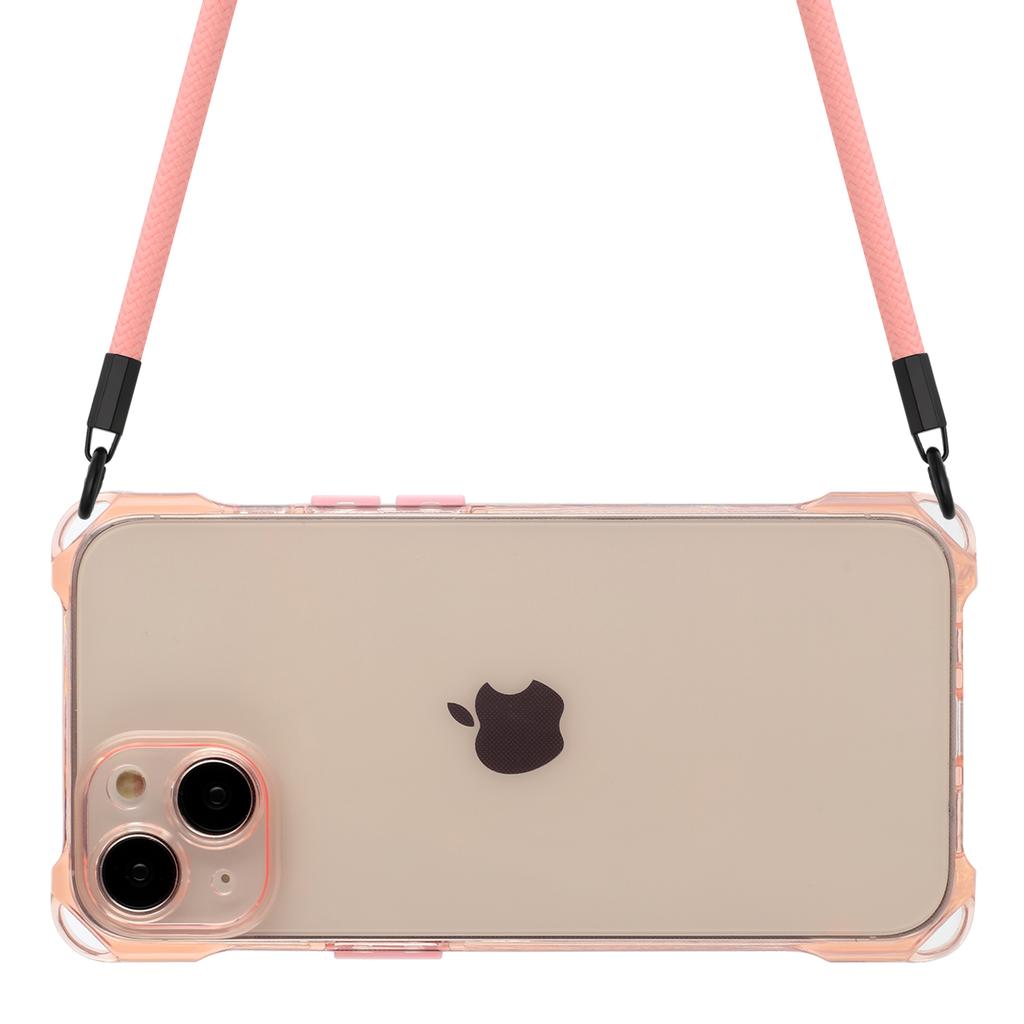 For iPhone 15 Slim-Fit Phone Cover Four Corners Anti-drop TPU Case with Hanging Rope