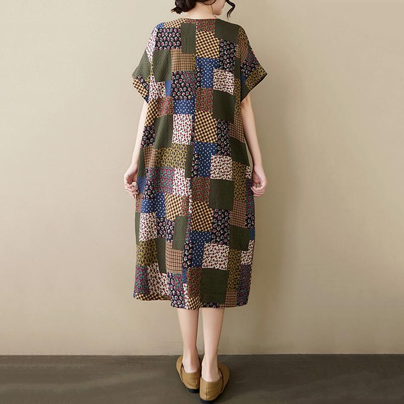 Xitao Geometrisches Print-Kleid mit Rundhalsausschnitt ZMY1129