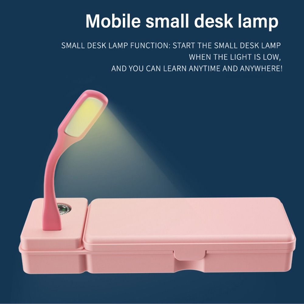 With Compass Pencil Box With Fan/Desk Lamp Stationery Organizer  For Boys/Girls