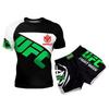 Herren Kompressions MMA Boxen Trainingsset Kurzarm Rash Guard Shorts Kampfsport Fitness