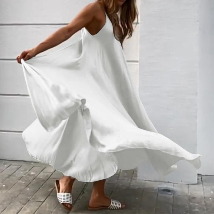 Lockeres ärmelloses Strandkleid für Damen mit Spaghettiträgern