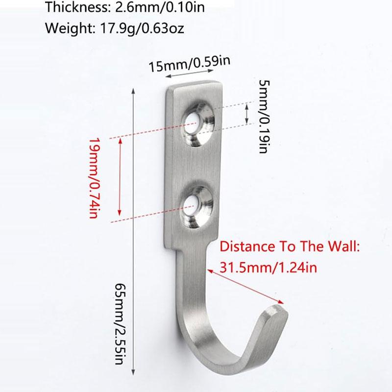 8pcs Stainless Steel Heavy Duty Wall Hooks Coat Robe Hat Key Bag Towel Hanger Holder For Indoor Outdoor Use