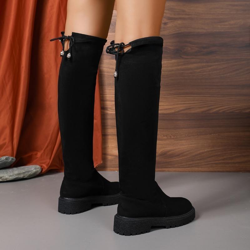 Mid Heels Women Long Boots Designer Suede Comfortable Shoes 2025 Winter New Snow Knee Boots Elegant Pumps Zapatillas De Mujer