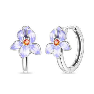 New In 925 Sterling Silver Iris Flower Stud Earrings for Women Girl Ear Studs Fine Jewelry Fashion Luxury Anniversary