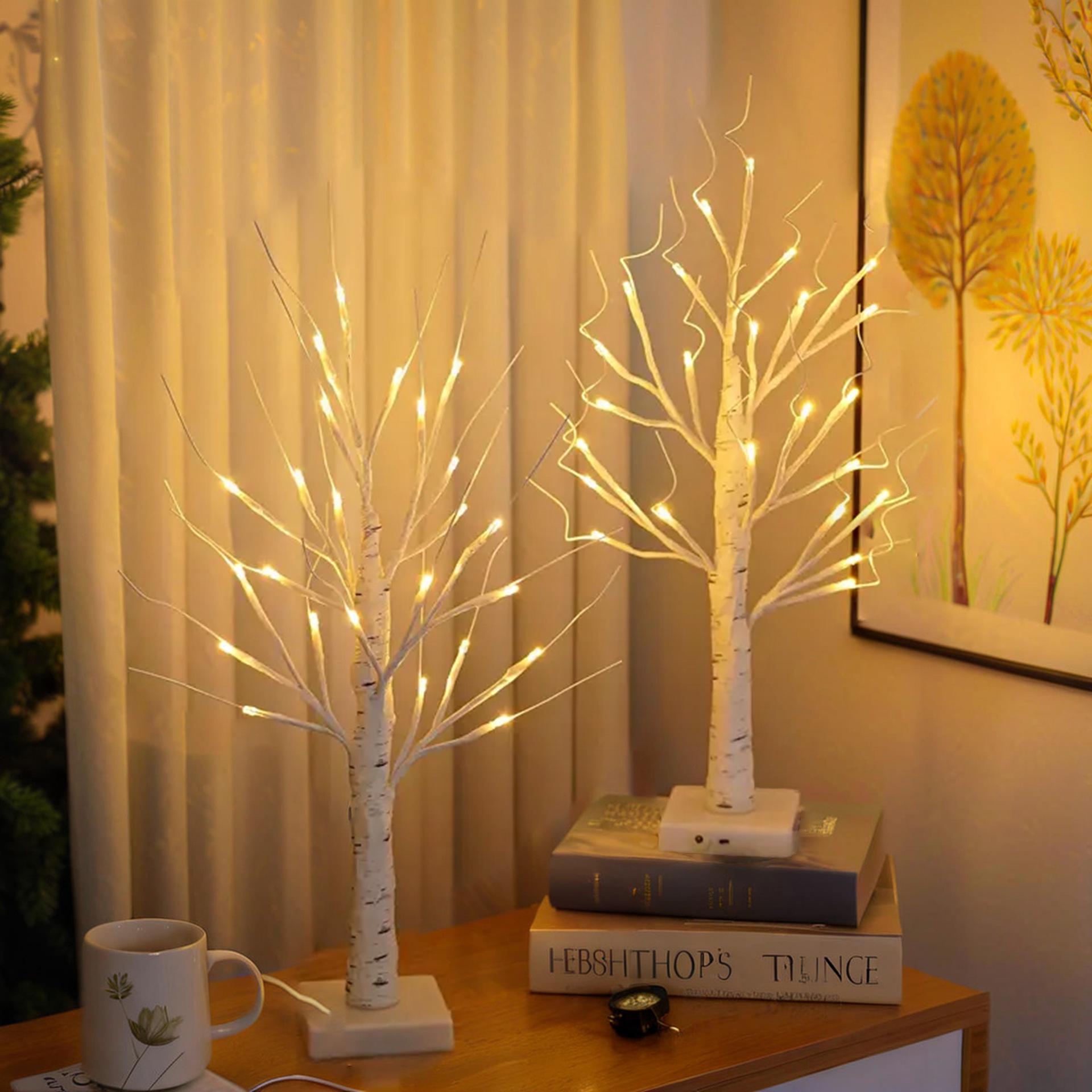 LED Birch Tree Lamp: Festive Indoor Decorative Light for Christmas, Parties, and Thanksgiving Warm Light