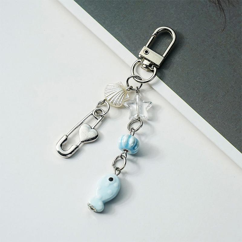 

Мобильная цепочка на морскую тематику, брелок с бусинами в виде морских животных, шарм для телефона в виде акулы, подвеска-аксессуар для сумки