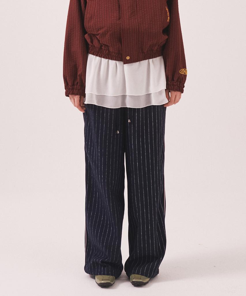 Minasu Mns Pinstripe Wide Brushed Pants_Navy