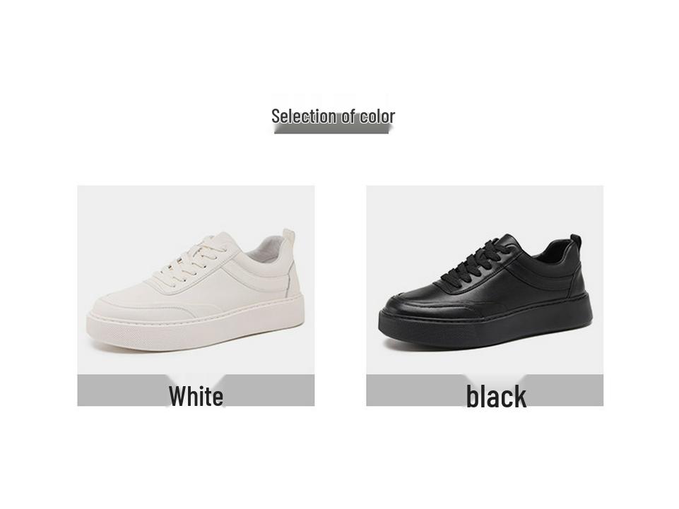 Men's 2025 Autumn Cowhide Leather Casual Sneakers with Thick Soles