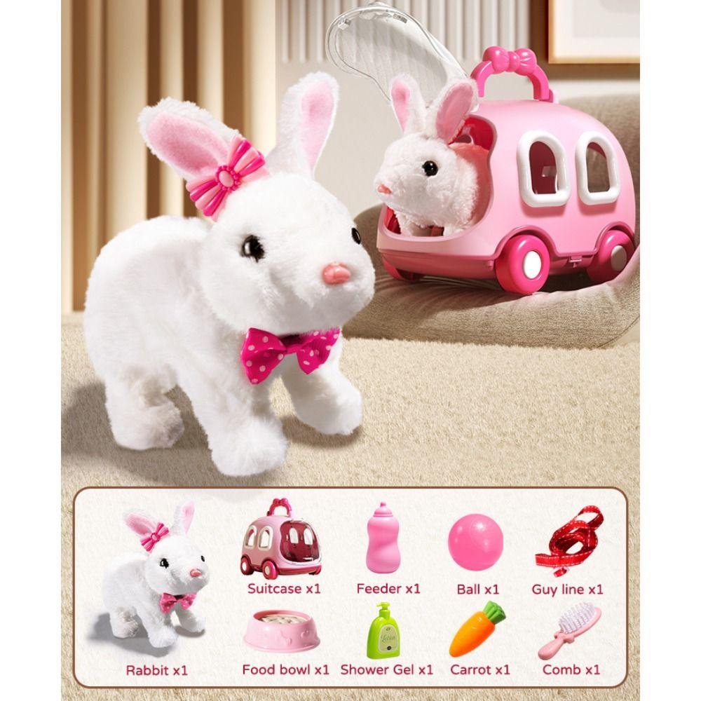 

With Sound Electric Simulation Rabbit DIY Walking Moving Pet Toys Change Clothes Game 9pcs/set