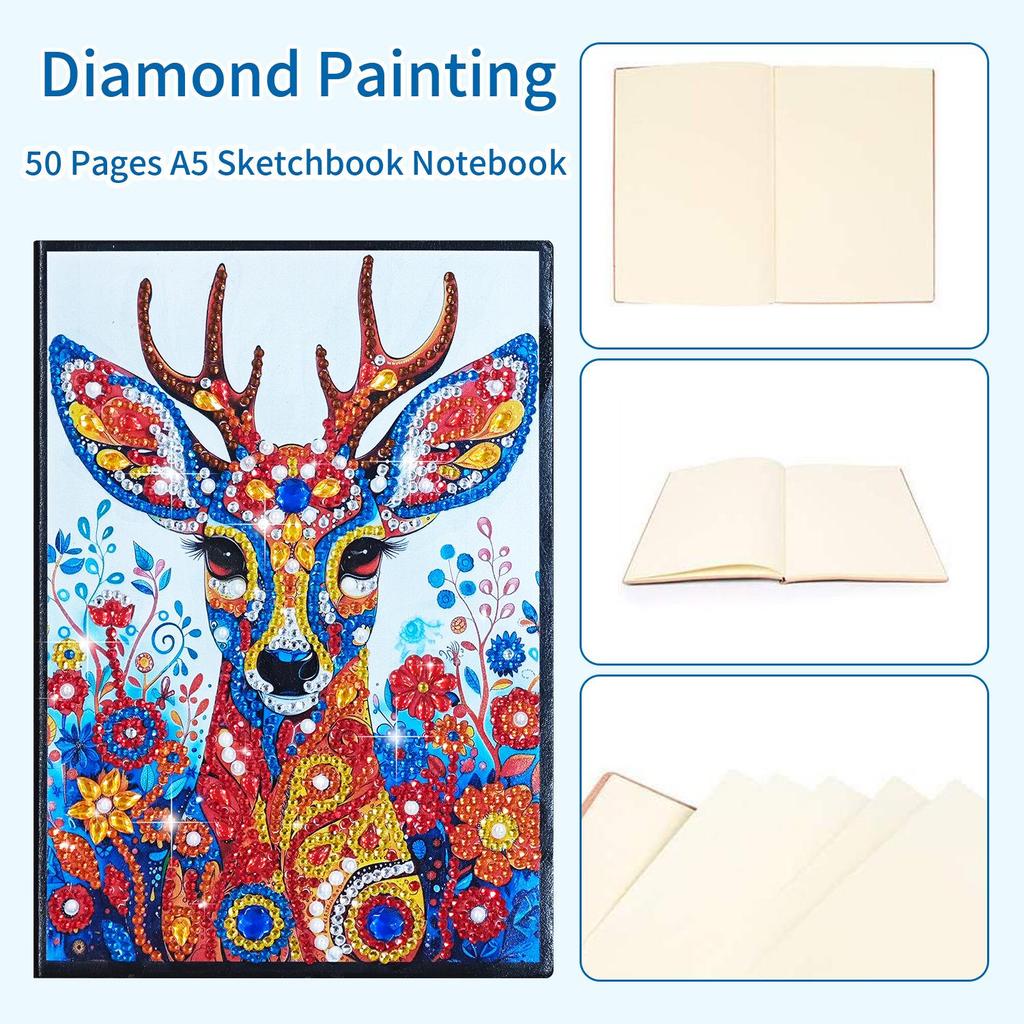 2025 Creative DIY Diamond Sticker A5 Notebook: Special-Shaped 50-Page Children's Diamond Painting Book