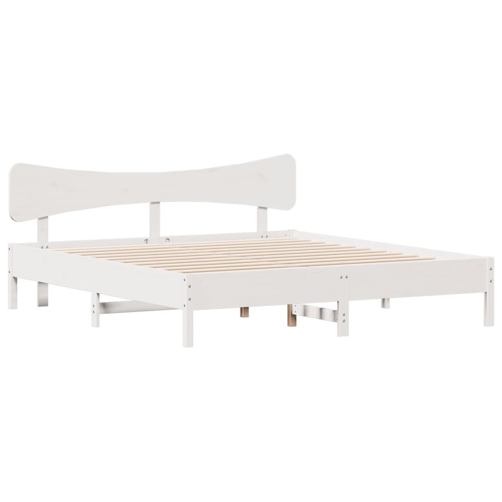 Solid Wood Bed without Mattress White 160x200 cm Pine Wood