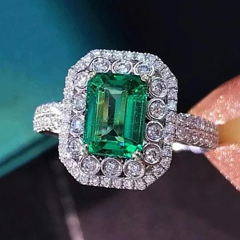 2026 New Luxury Fashion Green Zirconia Crystal Ring for Women's Engagement/Wedding/Anniversary Party Personalized Jewelry