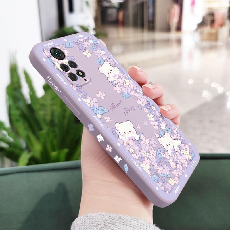 

Flower Bush Bear Phone Case For Xiaomi Redmi Note 15 Pro Plus 4G 5G Silicone Cover Redmi Note 15 4G светло-фиолетовый