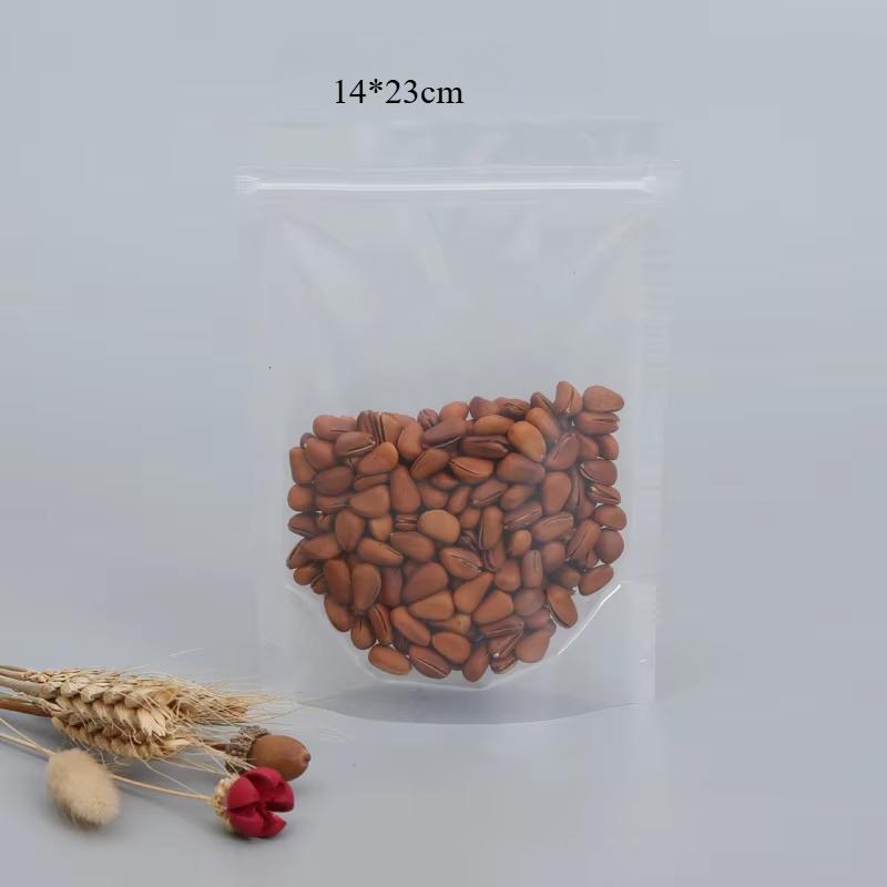 10PCS Transparent Plastic Ziplock Bag Standable Nut Grain Tea Leaf Moistureproof Waterproof Seal Bag Kitchen Storage Refill Bag