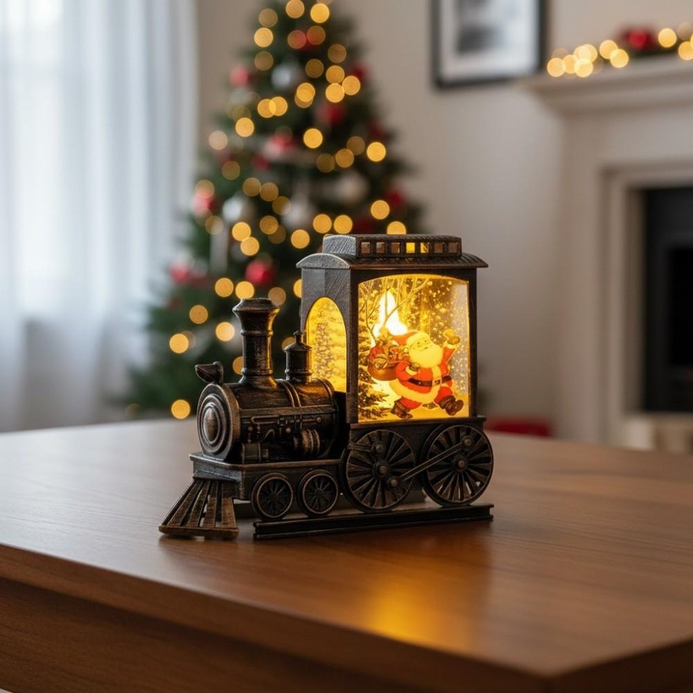 Vintage Train Ornaments Deer Design Train Night Lamp Christmas Train LED Light Festive Party