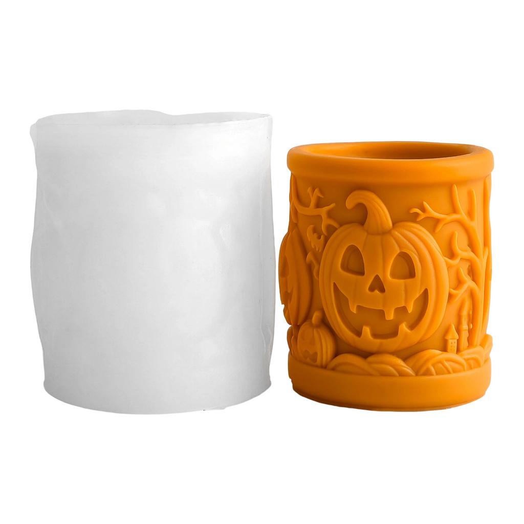 Halloween Candle Silicone Mold For Making Candle Soap Holiday Decoration Heat Resistant Cylinder Shape Silicone Mould