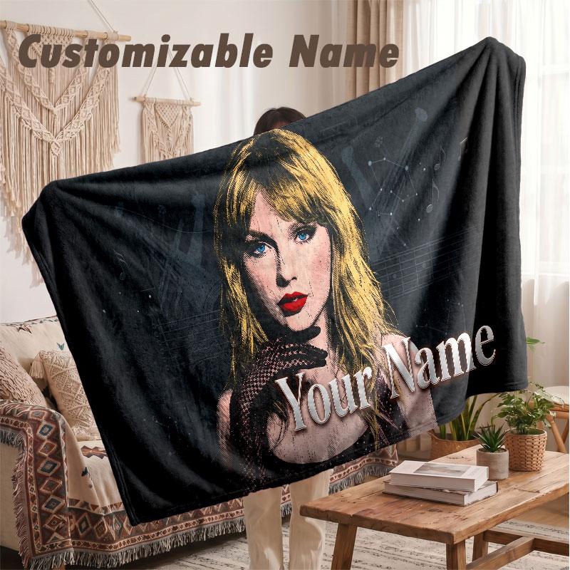 Custom Name Flannel Blanket,Taylor Swift Lightweight Warm Bed Blanket For Couch & Holiday Gift