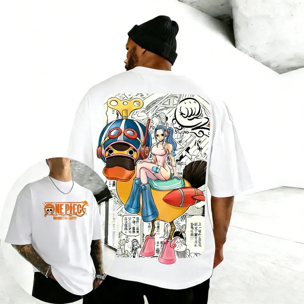 

Cool Stylish Oversized White One Piece Vivi and Karoo Anime Print Cotton Casual Short-Sleeve T-Shirt 4XL