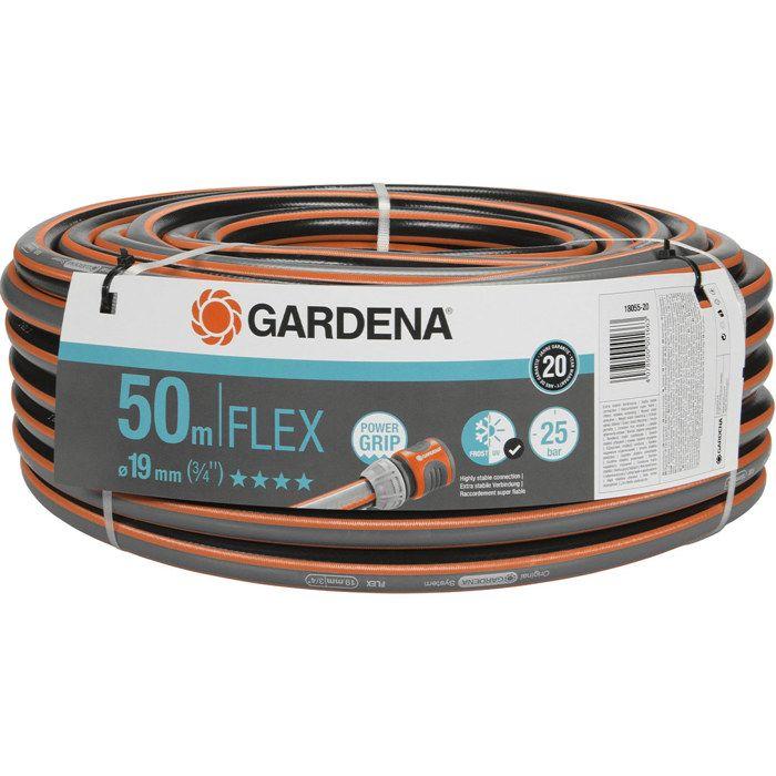 GARDENA Tuyau d'arrosage Comfort FLEX – Longueur 50m – Ø19mm – Anti nœud et indéformable – Garantie 20 ans (18055-20)