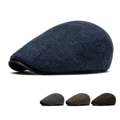 Autumn Winter Beret Men's Wool Retro Forward Cap Middle-Aged and Old British Newsboy Cap Warm Peaked Cap