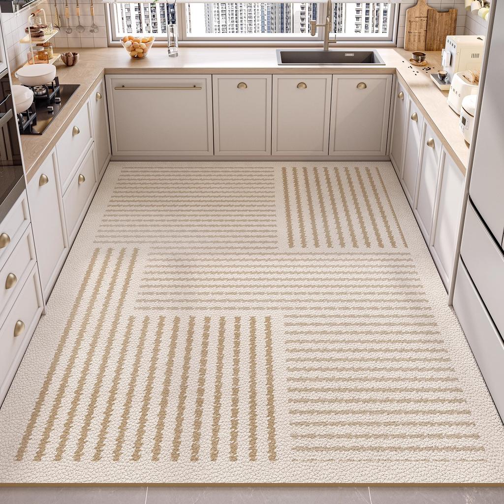 Large PVC Kitchen Floor Mat Non Slip Oil Proof Easy Clean Leather Rug For Balcony