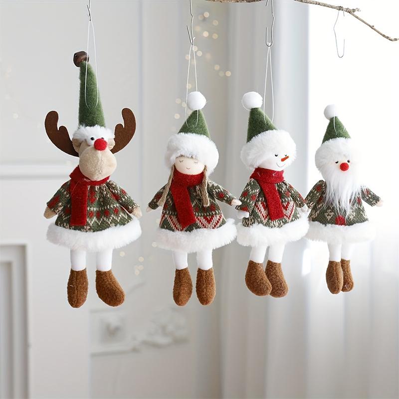 1PC Christmas Decoration Elk Santa Snowman Cute Cartoon Fabric Doll Small Doll Pendant Plush
