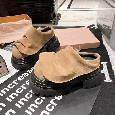 Damenschuhe 2025 Marke Closed Toe Damen Hausschuhe Mode Retro Stil Casual Hausschuhe Frauen Neue Bestseller Plateau Hausschuhe