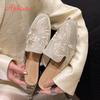 Fashion Aphixta Embroider Flower Women Flat With Mules Pointed Toe Summer Slides Fashion Slippers For Women Slip On 2025 Trend Shoes