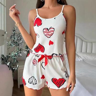 Set Moda Donna 2024: Pigiama Canottiera e Pantaloncini Stampati Europei/Americani