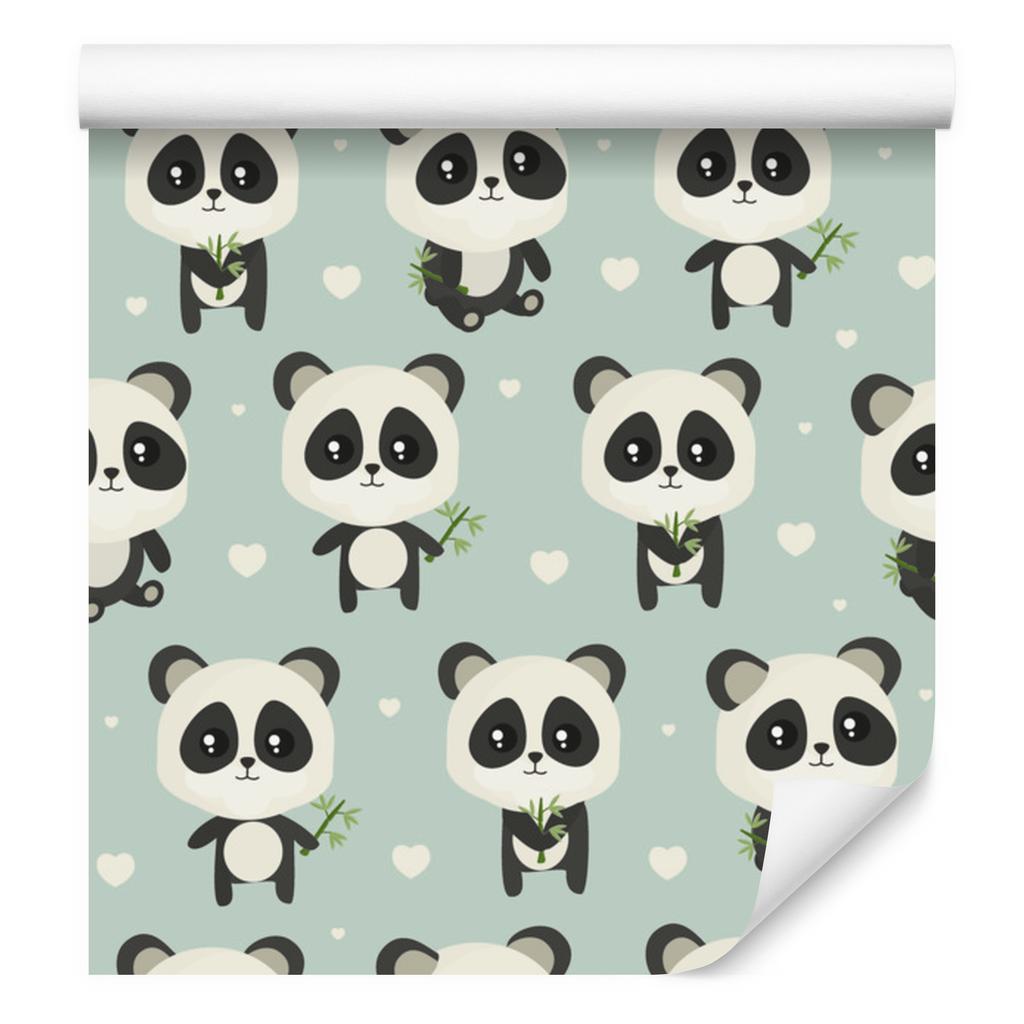 Panda Wallpaper with Leaves for Living Room and Bedroom 50x1000