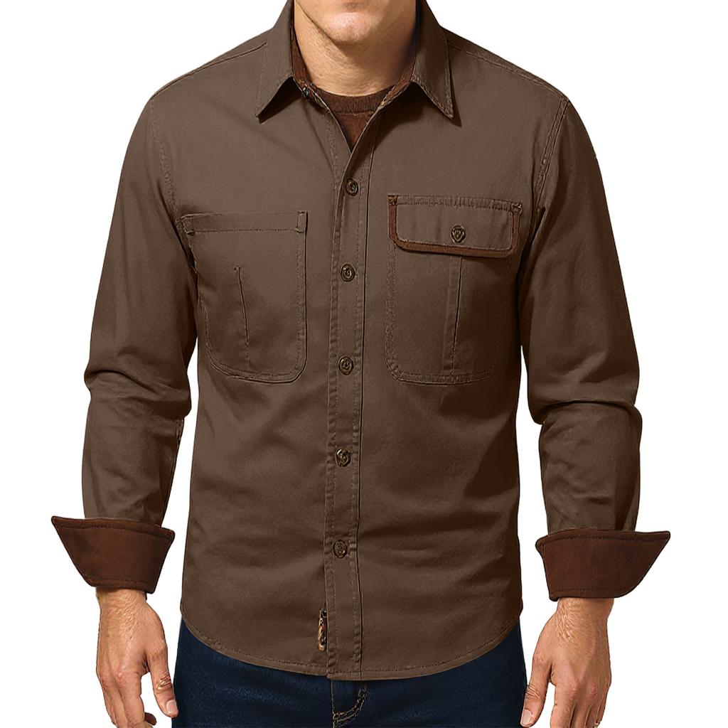 Men's Relaxed-Fit Casual Workwear Long-Sleeve Jacket Shirt