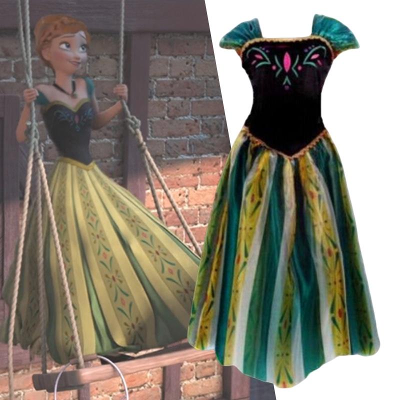 Frozen Adult Princess Dress Anna Holiday Costume Performance Dress Anna Princess Dress