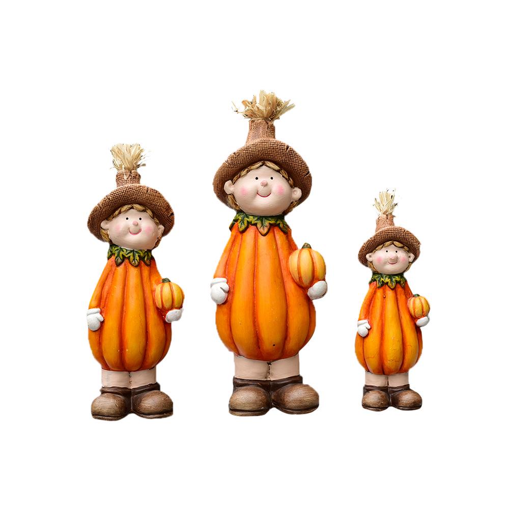 Ceramic Pumpkin Man Home Decor - Harvest Festival Resin Gift
