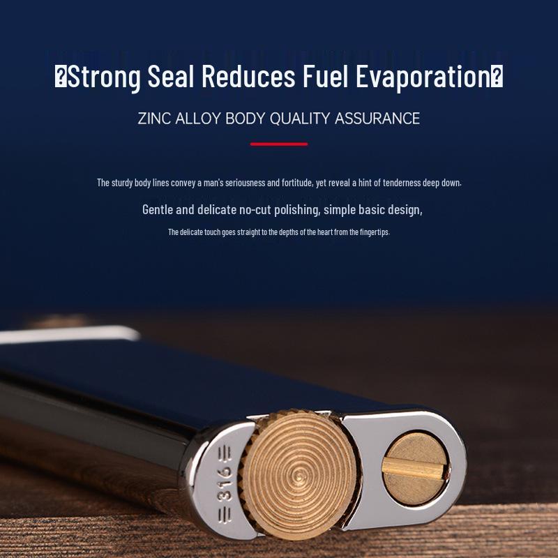 CHIEF Leader 316 Ultra-Thin Slim Metal Windproof Kerosene Lighter with Flint - High-End Men's Gift