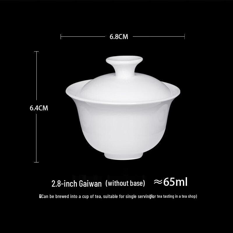 Chaoshan Pure White Ceramic Sancai Gaiwan Tea Bowl