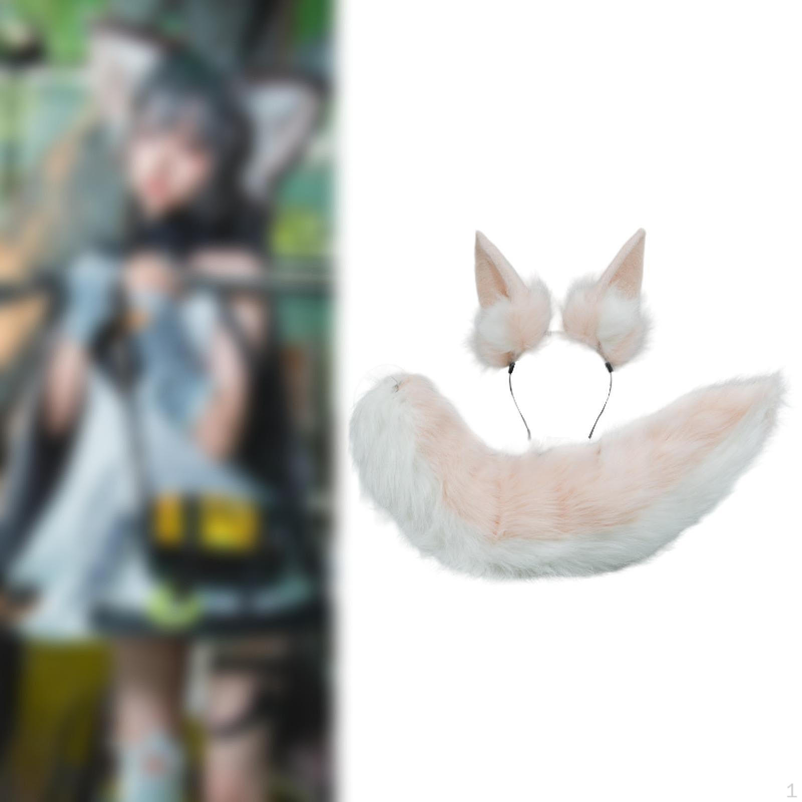 

Набор из ушей и хвоста животных для косплея взрослых женщин для вечеринки, карнавала, выпускного вечера Pink White