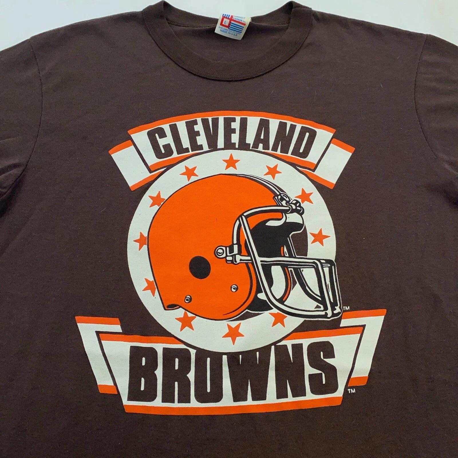 vintage 80s CLEVELAND BROWNS T-Shirt MEDIUM football nfl soft thin helmet L
