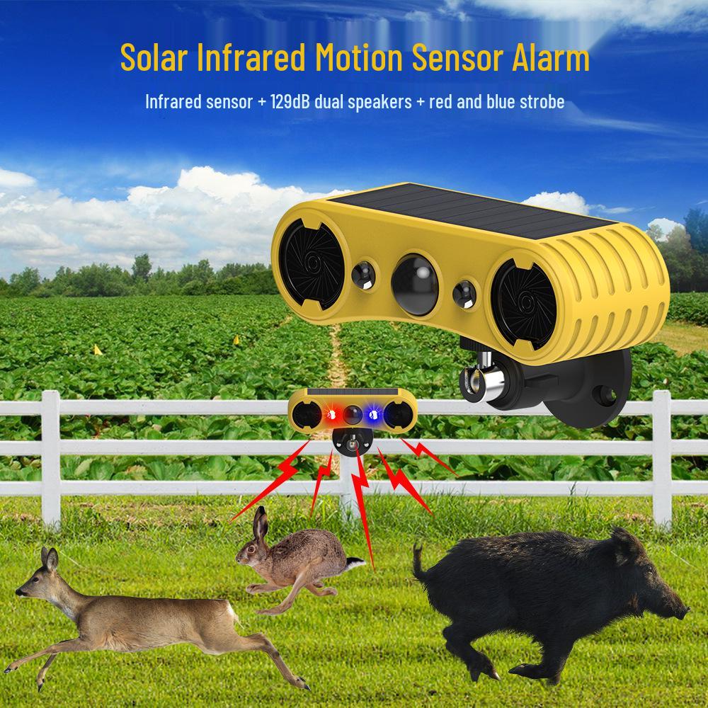 Répulsif ultrasonique à alarme à énergie solaire pour animaux sauvages